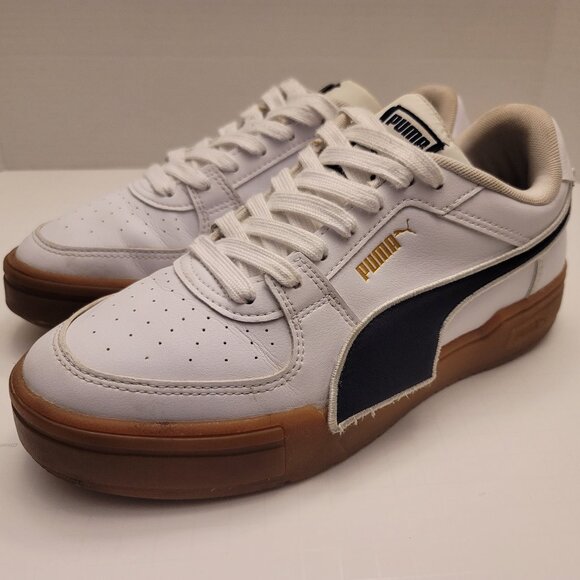 Puma Sneakers, size youth boys 8.  Black on White Leather upper, rubber soles. - Picture 1 of 8